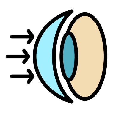 Göz merceği simgesi renk ana hatları vektörü