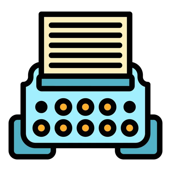 Schreibmaschinensymbol Farbe Umrissvektor — Stockvektor
