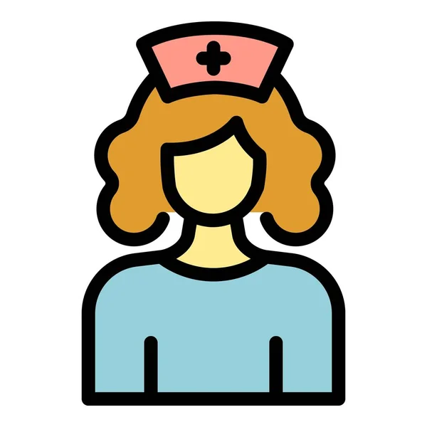 Trabajo estudiante enfermera médica icono color contorno vector — Vector de stock