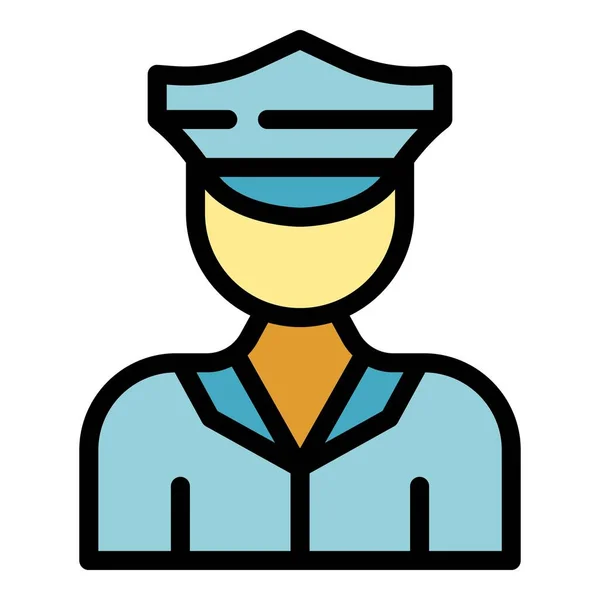 Student job police officer icon color outline vector — Stock Vector