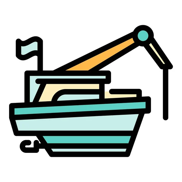 Vrachtboot pictogram kleur omtrek vector — Stockvector