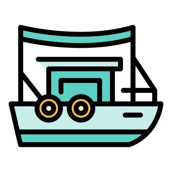 Sport bateau de pêche icône couleur contour vecteur — Image vectorielle