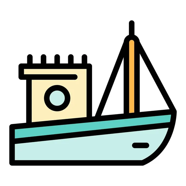Námořní rybářská loď ikona ikona barva obrysu vektor — Stockový vektor