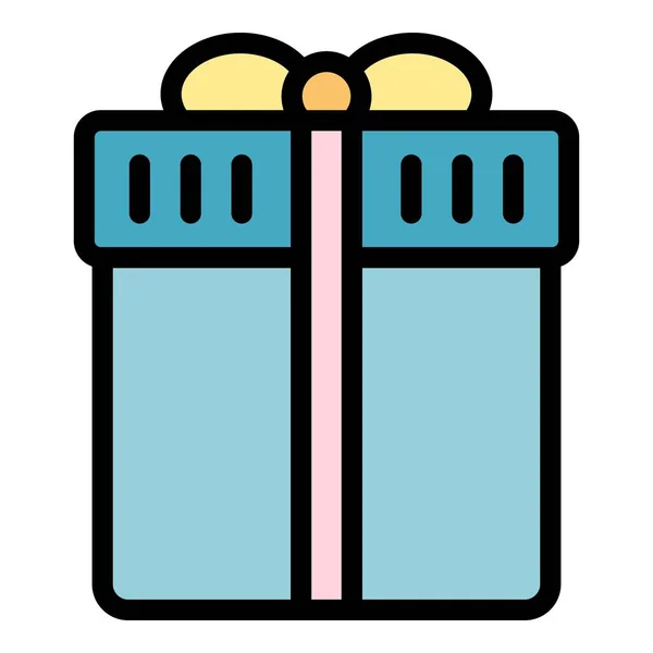 Icono de regalo de cumpleaños color contorno vector — Vector de stock