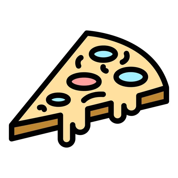 Plasterek pizzy ikona kolor zarys wektor — Wektor stockowy