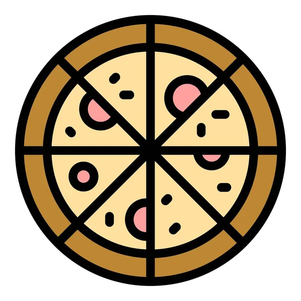 Цветовой вектор контура иконки пиццы — стоковый вектор