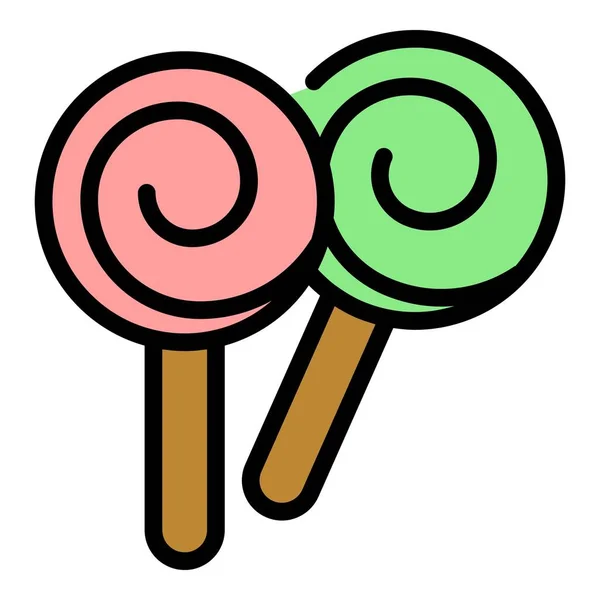 Snoep lolly pictogram kleur omtrek vector — Stockvector