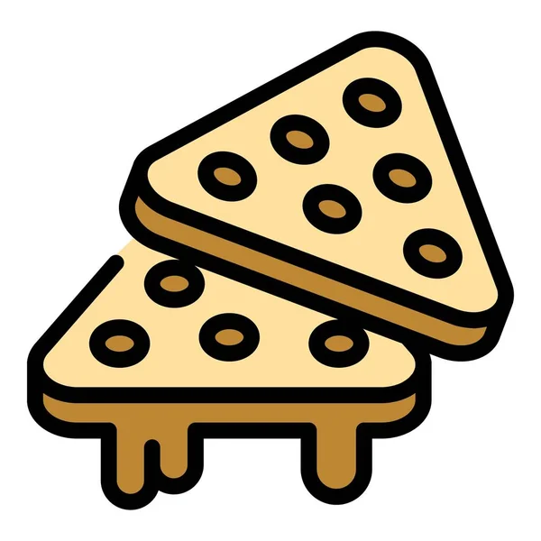 Nachos Snack-Symbol Farbe Umrissvektor — Stockvektor