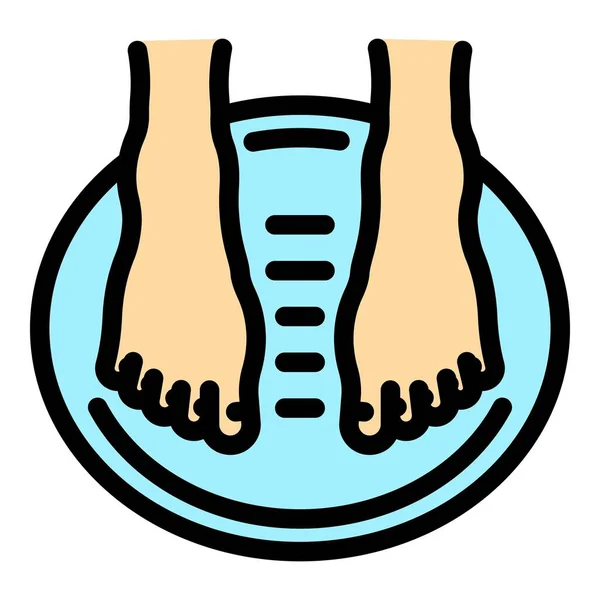 Foot care ikon warna garis luar vektor - Stok Vektor
