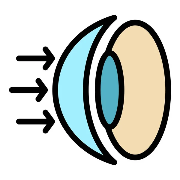 Warna ikon lensa mata vektor garis luar warna - Stok Vektor