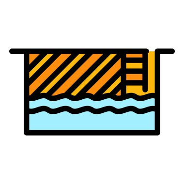 Yüzme havuzu simgesi renk ana hatları vektörü