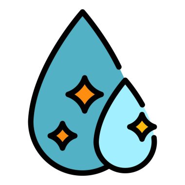 Temiz su damlaları simge rengi ana hatları vektörü