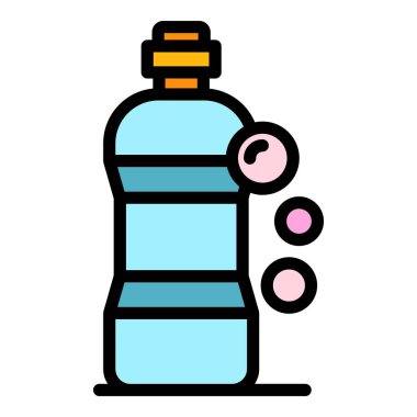 Temizleme çözümü simgesi renk ana hatları vektörü