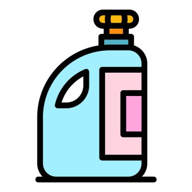 Şişe temiz çözüm simgesi renk ana hatları vektörü