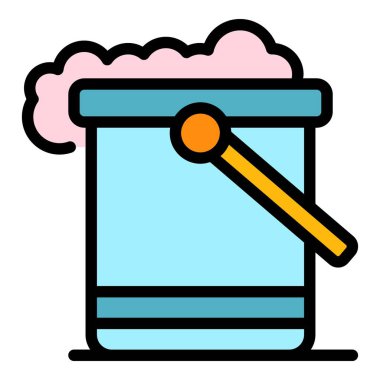 Kova simgesi temizleme rengi ana hatları vektörü