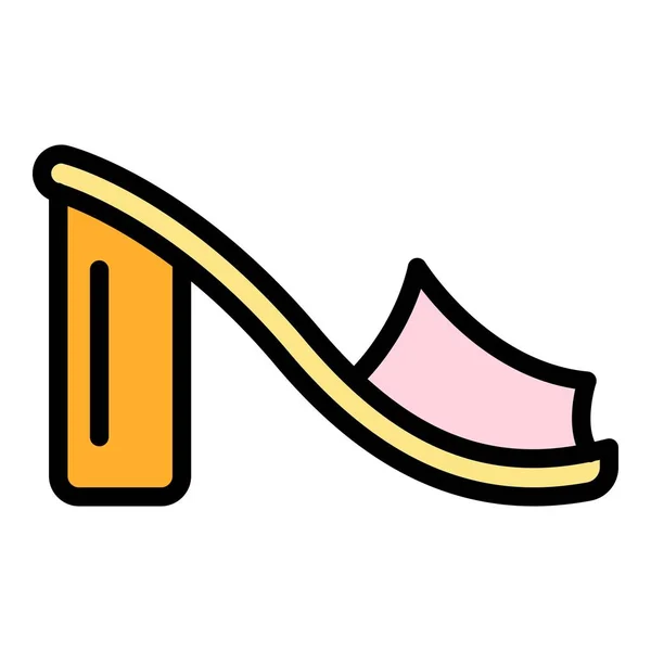 Sandali femminili icona colore contorno vettore — Vettoriale Stock