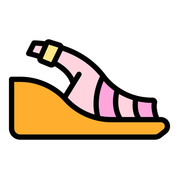 Schönheit Sandalen Symbol Farbe Umrissvektor — Stockvektor