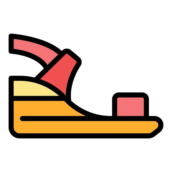 Toko ikon sandal vektor garis luar warna - Stok Vektor