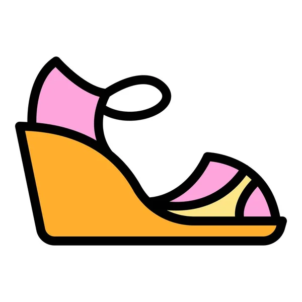 Ретро сандалі значок кольору контуру вектор — стоковий вектор
