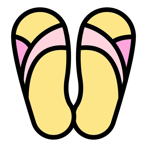 Gumové plážové sandály ikony barva obrysu vektor — Stockový vektor