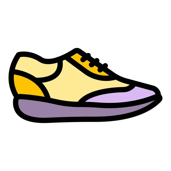 青少年运动鞋图标颜色轮廓矢量 — 图库矢量图片