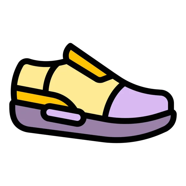 Zapatillas de cuero icono color contorno vector — Vector de stock