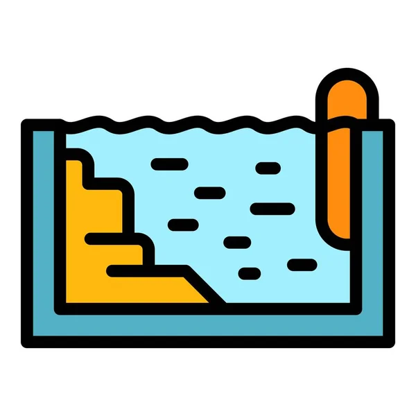 Ícone de piscina Aqua vetor contorno de cor —  Vetores de Stock