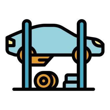 Araba servisi simgesi renk ana hatları vektörü