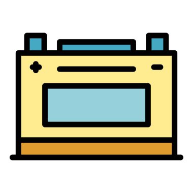 Araba pil simgesi renk dış hat vektörü