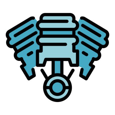 Otomobil piston simgesi renk dış hat vektörü