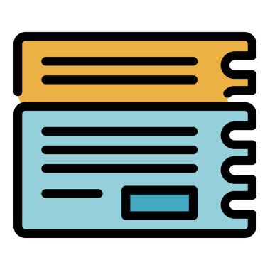 Sinema biletleri simge rengi ana hatları vektörü