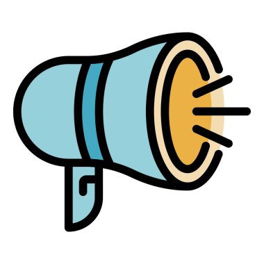 Yüksek sesli megafon simgesi renk ana hatları vektörü