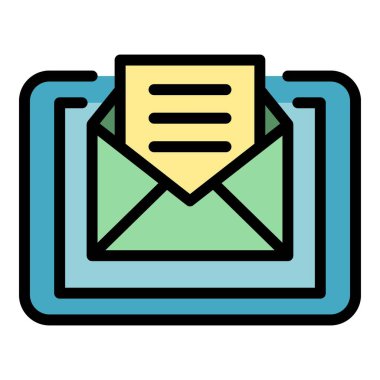 Tanıdık e- posta simgesi renk ana hatları vektörü