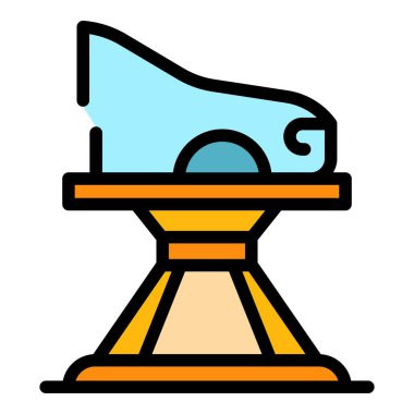 Araba kriko kaldırma simgesi renk dış hat vektörü