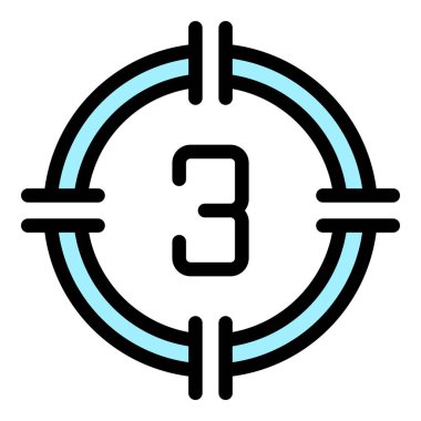 Geri sayım filmi simgesi renk ana hatları vektörü