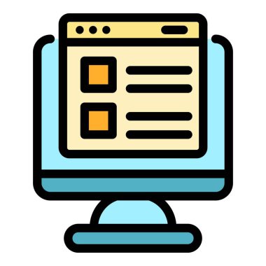 Çevrimiçi senaryo simgesi renk ana hatları vektörü