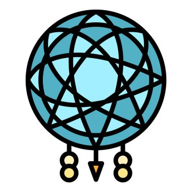 Şaman Rüya Yakalayıcı simgesi renk ana hatları vektörü