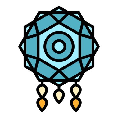 Uyku Rüya Yakalayıcı simgesi renk ana hatları vektörü