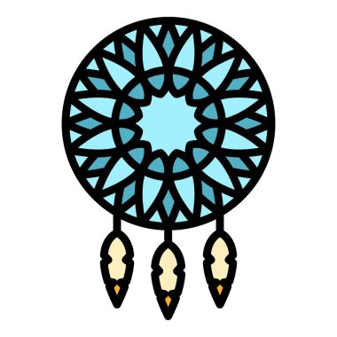 Sihirli rüya yakalayıcı simgesi renk ana hatları vektörü