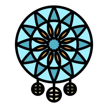 Kültür Rüya Yakalayıcı simgesi renk ana hatları vektörü