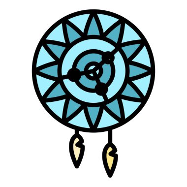 Kutsal Rüya Yakalayıcı simgesi renk ana hatları vektörü