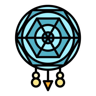 Süsleme rüya yakalayıcısı simge renk ana hatları vektörü