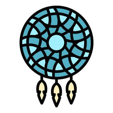 Gizemli Rüya Yakalayıcı simgesi renk ana hatları vektörü