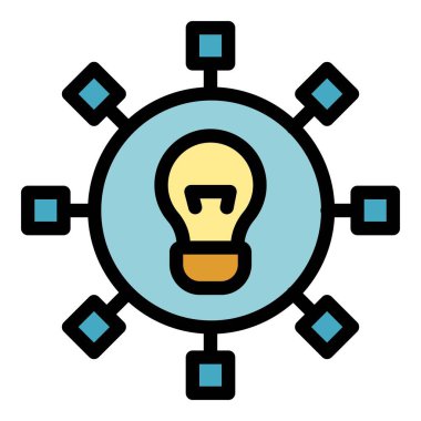 Fikir oluşturma simgesi renk ana hatları vektörü