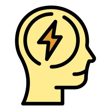 Baş fikir simgesi renk ana hatları vektörü