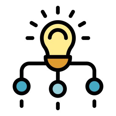 Yenilikçi fikir simgesi renk ana hatları vektörü