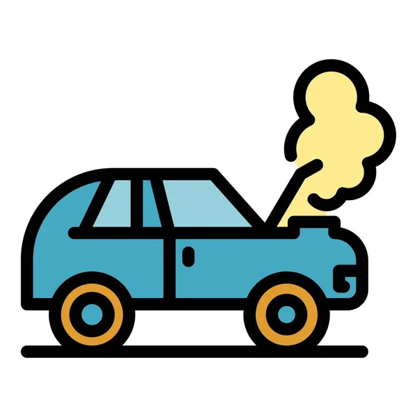 Crashed car icon color outline vector — Stock Vector