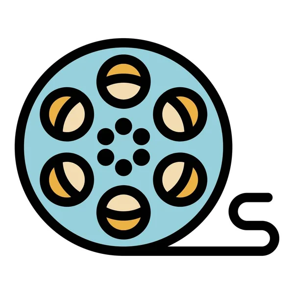 Rouleau de film icône couleur contour vecteur — Image vectorielle
