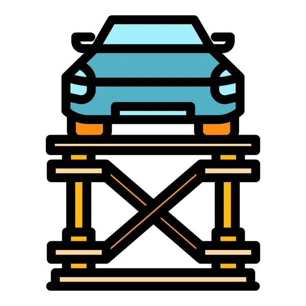 Car lift device icon color outline vector — Stock Vector