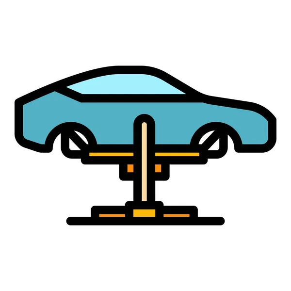Vettore di contorno del colore dell'icona di sollevamento dell'automobile diagnostica — Vettoriale Stock